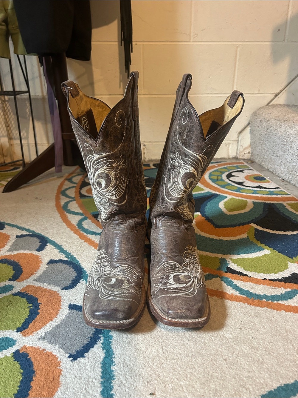 Roper Brown Embroidered Western Cowboy Boots